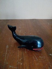 Vintage Hand Carved Wooden Sperm Whale Figurine Nautical Folk Art Pen Holder picture