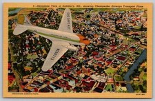Salisbury Maryland Aeroplane View Chesapeake Airways Postcard picture