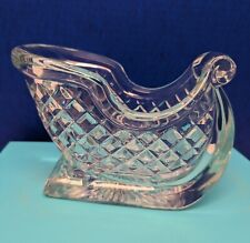  Vintage 24% Lead Crystal Glass Sleigh Candy Dish heavy 3.5 lbs.            X521 picture