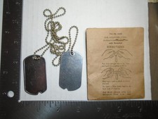 Vintage 1947 US Military Blank Notched Dog Tags Complete Set Packet 74-N-300 picture