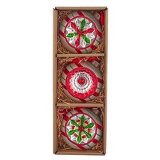 Kurt S. Adler 3.5” Set of 3 Glass Early Years Reflector Christmas Ornament NEW picture