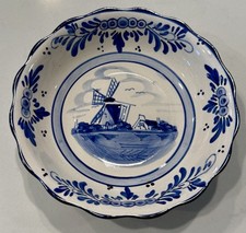 Vintage Delft Blue Hand painted 6” Bowl Windmill Very Good picture