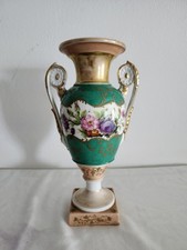 Antique OLD PARIS Floral Bouquet 19th c Porcelain Urn Vase scroll Handles Nice picture