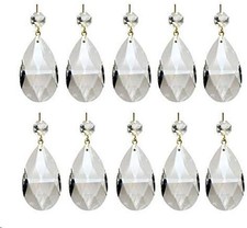 10Pcs Clear Crystal Teardrop Chandelier Prism Pendants Shiny Glass Crystals Bead picture