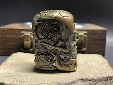 RARE Heavy 5-side Zippo lighter machine Skull Zippo New Wood Box picture