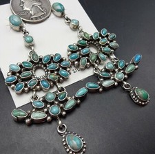 Spectacular NAVAJO Sterling Silver TURQUOISE Chandelier Cluster EARRINGS picture
