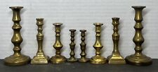 (O) Vintage Lot of 8 Small Brass Candlesticks Candle Holders Size Varies picture
