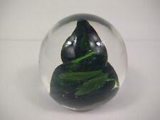 Vintage Titan 1998 Art Glass Paperweight Green Swirl Flecks Round Orb signed picture