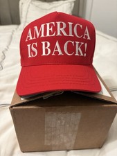 AMERICA IS Back Official Donald Trump RED Cap 45-47 HAT MAGA Cali Fame Authentic picture