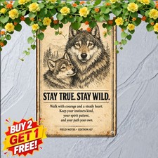Retro Wolf Inspirational Quote Metal Sign Wildlife Bedroom Wall Decor picture