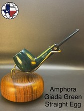 Vintage Amphora Giada Green Straight Egg Tobacco Pipe picture