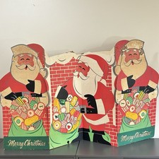 Jumbo Vintage Brach's Candy Store Display Cardboard Santa Cutout Christmas 56x33 picture