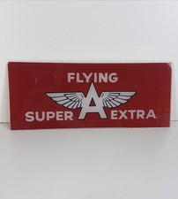 VTG Original FLYING A SUPER EXTRA Gasoline Glass Pump Insert Plate VGC RARE HTF picture