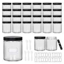 24 Pack 8 oz Clear Glass Jars with Black Lids picture