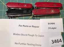 PARTS REPAIR STUCK Lot Victorinox Swiss Army Knives Knife 91MM 3 Layer (3464 picture