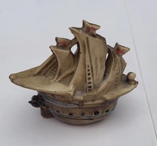 Antique Celluloid Sailing Ship Boat Flags Tape Measure that has tape lost in it picture