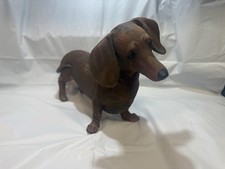 Vintage Red Devoted Dachshund Resin 12” picture