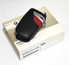 Genuine BMW Leather Car Logo Key Case Cover Pouch Black/Red 82292219909 picture