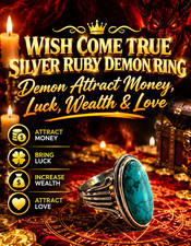 Wish Come True Silver Ruby Demon Ring, Demon Attract Money, Luck, Wealth & Love picture