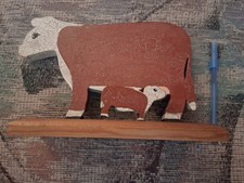 White Faced Hereford Cow and Calf,Handmade out of wood picture