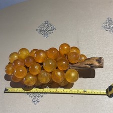 Vintage Lucite Grape Cluster Large Acrylic Amber Driftwood Stem 14 Long picture