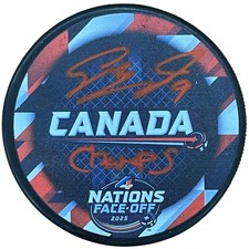 Sam Bennett Autographed Team Canada 4 Nations Hockey Puck w/ 