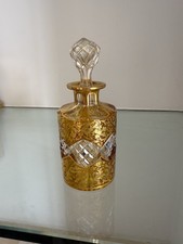Antique Czech/Bohemian Art Deco Amber/Clear Crystal PERFUME BOTTLE 1920s #1 picture