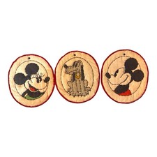 1940s Handmade Mickey Mouse Pluto Felt Appliques Folk Art Disney Lot of 3 Patch picture