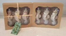 2 Boxes Tommy Bahama Glass Silver Glittered Seahorse Christmas Tree Ornaments picture