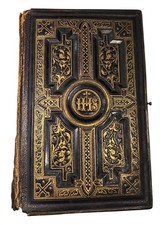 Antique 1871 German Catholic Prayer Book Tempel der Heiligen Gottes Benziger IHS picture