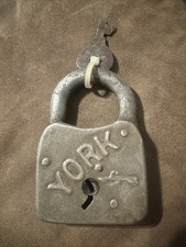 Vintage Embossed “YORK “ Padlock Lock  With Key Untested Ships To You Fast picture