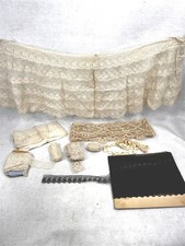 antique lace trim black white yards ruffle lot Victorian original 19thc picture