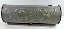 Vintage Primitive Punched Tin Candle Box Floral 16