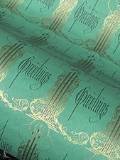 VTG CHRISTMAS WRAPPING PAPER GIFT WRAP GREETINGS ART DECO CANDLES GORGEOUS GREEN picture