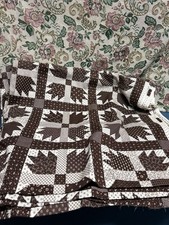 Vtg Cranston VIP Cotton Quilt Brown Patchwork Geometric - 8 yards x 42 Inches W picture