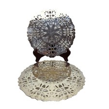 Vintage Raimond Italy Trivet Lot Set x2 Silverplate Reticulated Footed 7.25