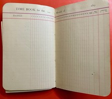 Antique Mostly Blank 1890s Workmen's Time Book Many Pages Used But Two Yrs Blank picture