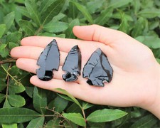 Black Obsidian Arrowheads, Black Obsidian Crystals, Stone Arrowhead picture