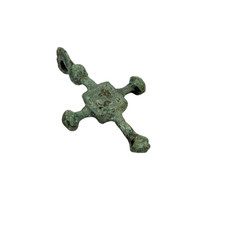 Ancient Kievan Rus Bronze Cross Pendant Medieval 11-13th Century Orthodox Relic picture