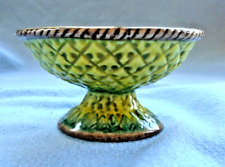 MINIATURE VINTAGE ROUND MAJOLICA CERAMIC PEDESTAL DISHES FROM THAILAND picture