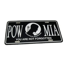 POW MIA You are not Forgotten Metal License Plate Black White New picture