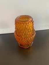 Vintage Indiana Glass golden amber diamond point 2-piece fairy lamp picture