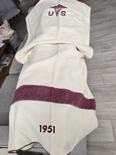 AUTHENTIC ORIGINAL 1951 US ARMY MEDICAL DEPT. WOOL BLANKET CADUCEUS MAROON CREAM picture