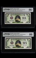 2014 $10 Disney Dollar Space Mountain PMG 66 EPQ Consecutive Pair RARE picture
