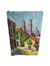 VTG BENITO DIAZ ORIGINAL OIL ON CANVAS PAINTING TAXCO MEXICO VILLAGE SIGNED picture