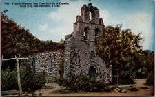 1918 San Antonio TX Mission Espada Postcard Built 1731 Texas History picture