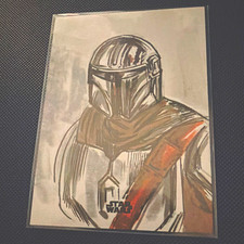 Topps 2021 Finest Star Wars The Mandalorian Sketch Card 1/1 Auto Barak Kahraman picture