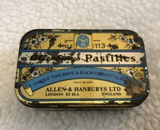 ALLENBURY'S PASTILLES Tin circa 1930's London England Hinged Lid Empty picture
