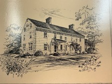 Vintage Etching Print Depicting MOUNT HOUSE Stony Brook,LI, NY-Signed by J. Tepe picture