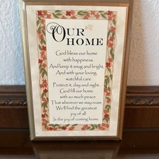 VTG God Bless Our Home Wood Wall Plaque Religious House Sign picture